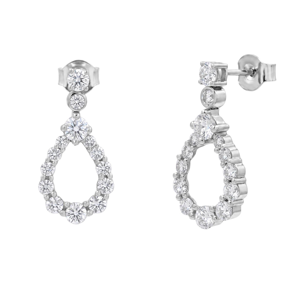 Diamonair Lab Grown Diamond (F/VS+) 2.00 carat Round cut Sterling Silver Dangle Earrings - Sterling Silver | Gold over Silver