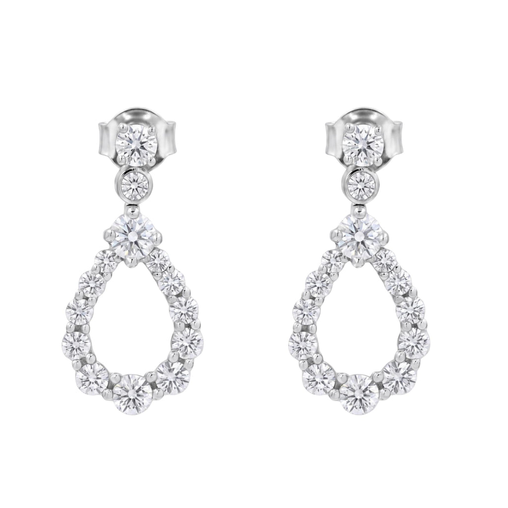 Diamonair Lab Grown Diamond (F/VS+) 2.00 carat Round cut Sterling Silver Dangle Earrings - Sterling Silver | Gold over Silver