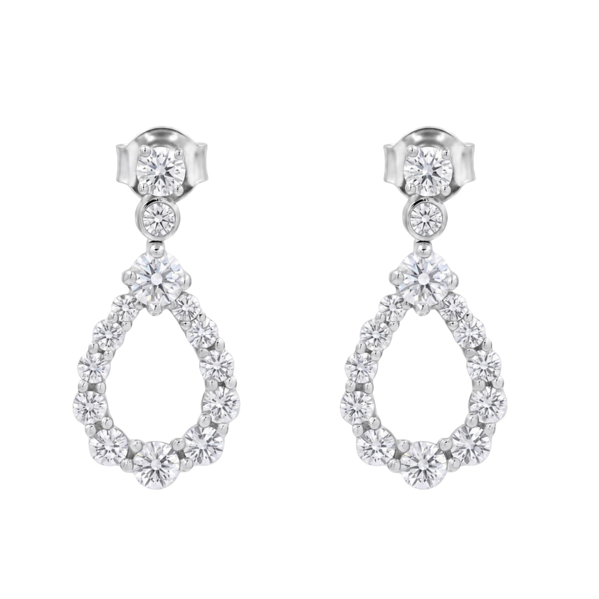 Diamonair Lab Grown Diamond (F/VS+) 2.00 carat Round cut Sterling Silver Dangle Earrings - Sterling Silver | Gold over Silver