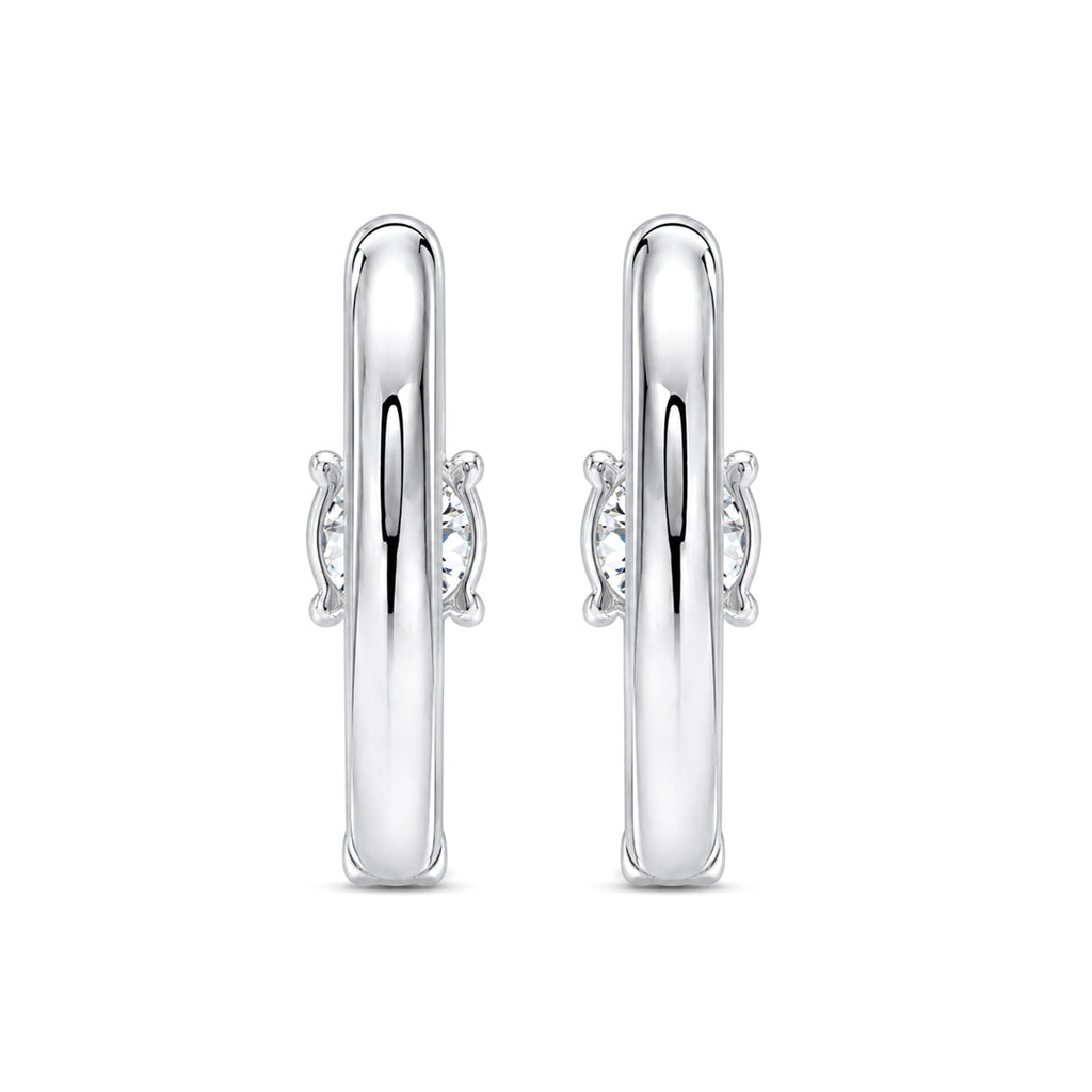 Diamonair Lab Grown Diamond (F/VS+) 2.00 carat Round cut Sterling Silver Hoop Earrings - Sterling Silver | Gold over Silver