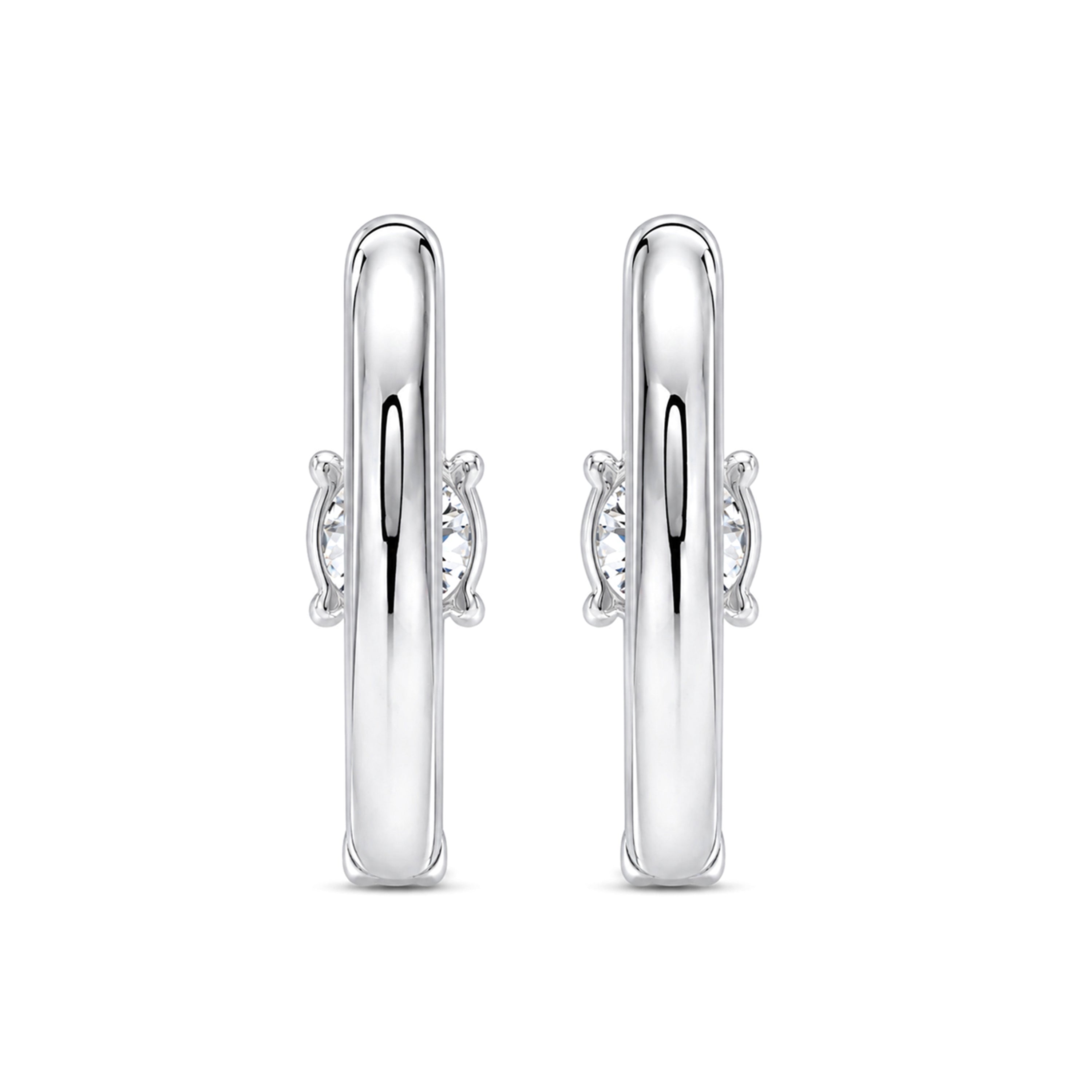 Diamonair Lab Grown Diamond (F/VS+) 2.00 carat Round cut Sterling Silver Hoop Earrings - Sterling Silver | Gold over Silver