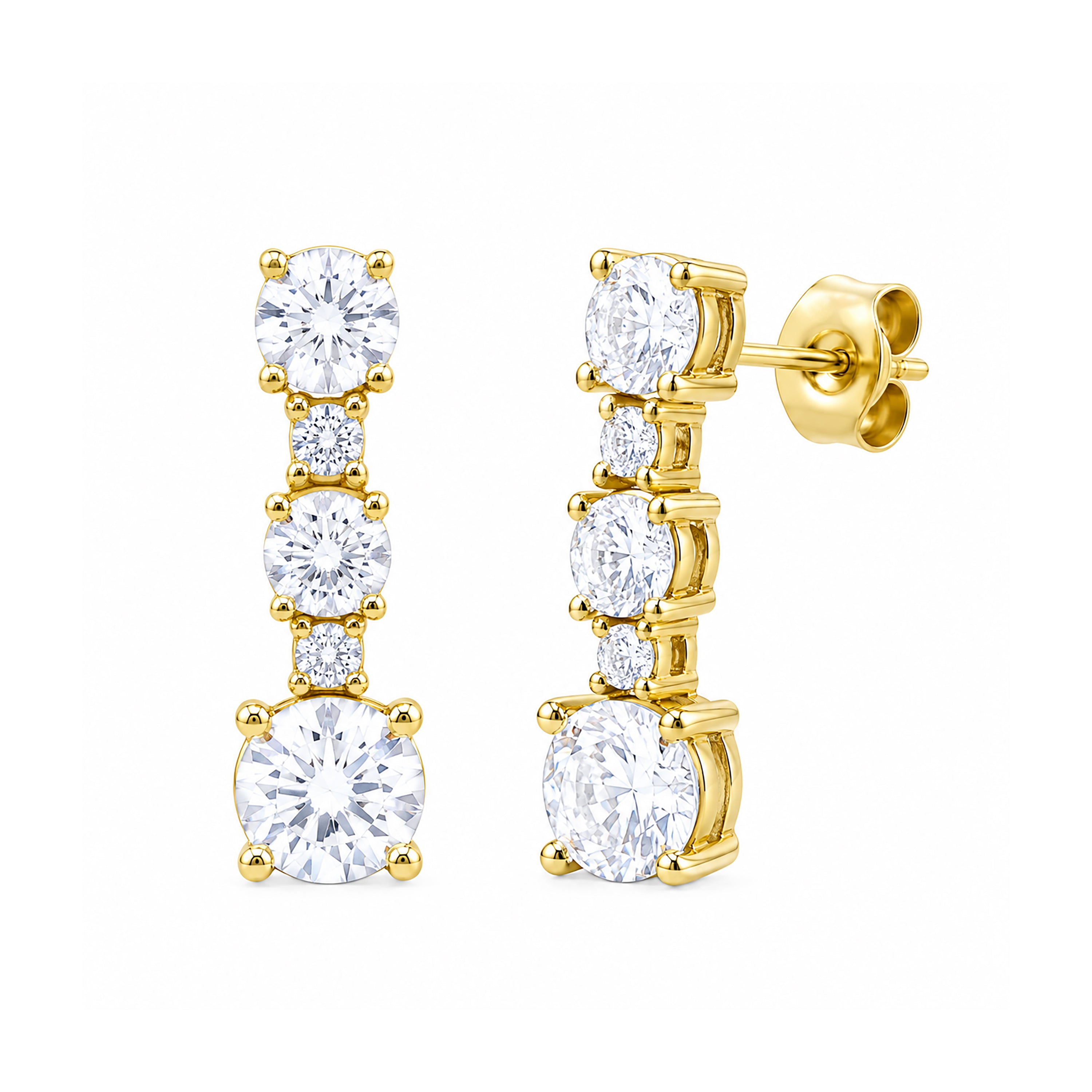 Diamonair Lab Grown Diamond (F/VS+) 1.00 carat Round cut Sterling Silver Drop Earrings - Sterling Silver | Gold over Silver