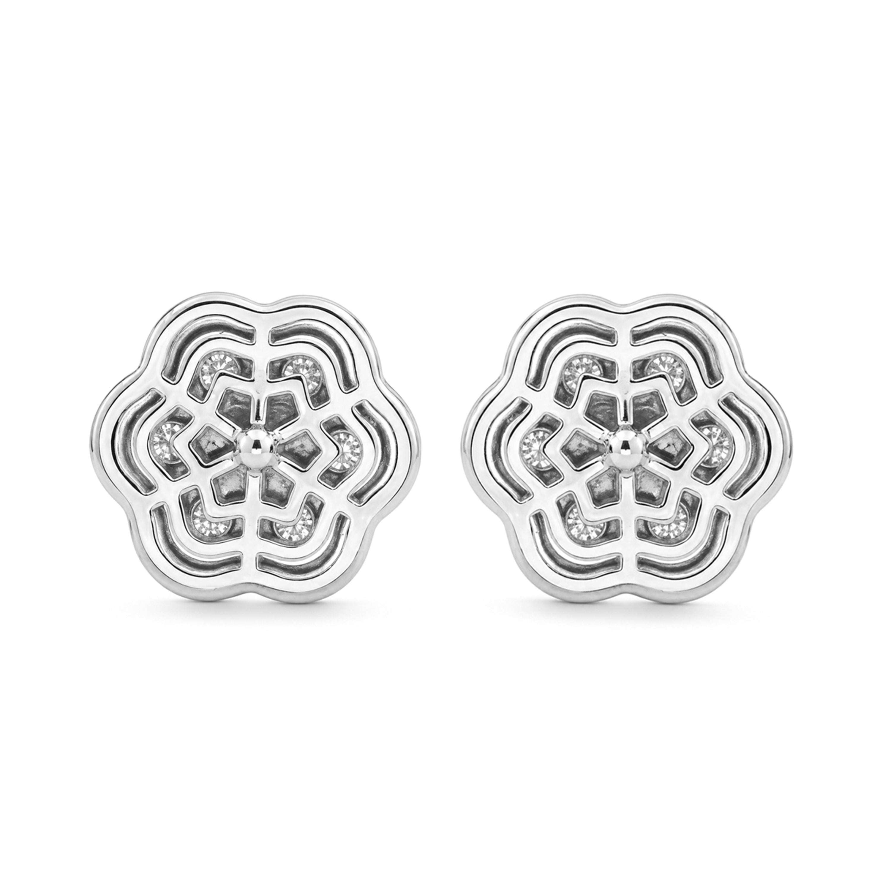 Diamonair Lab Grown Diamond (F/VS+) 3.00 carat Round cut Sterling Silver Cluster Earrings - Sterling Silver | Gold over Silver