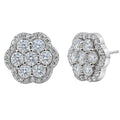 Diamonair Lab Grown Diamond (F/VS+) 3.00 carat Round cut Sterling Silver Cluster Earrings - Sterling Silver | Gold over Silver