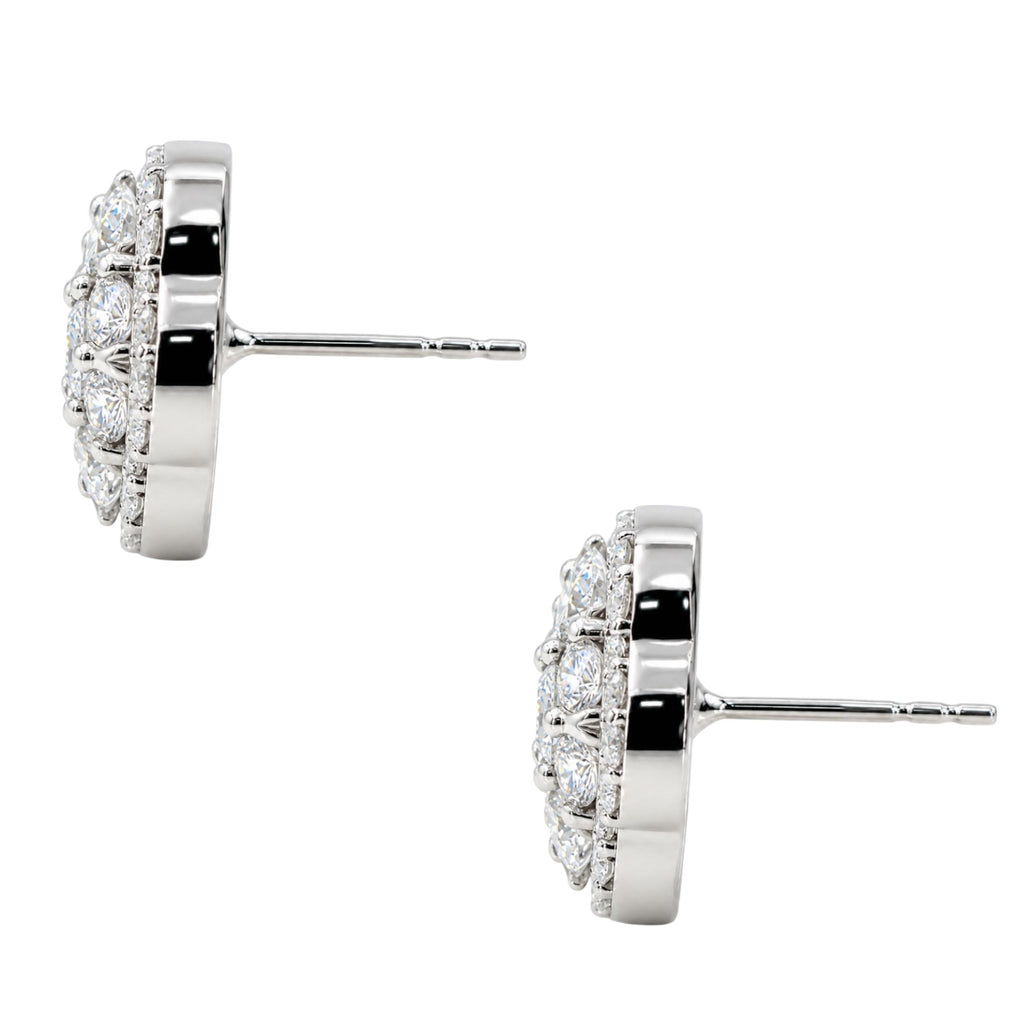 Diamonair Lab Grown Diamond (F/VS+) 3.00 carat Round cut Sterling Silver Cluster Earrings - Sterling Silver | Gold over Silver