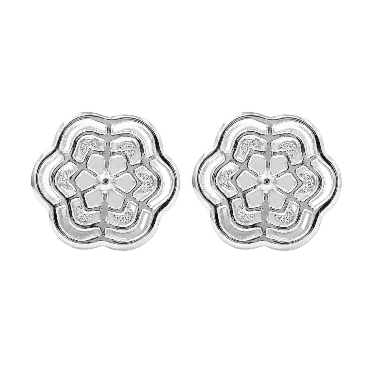 Diamonair Lab Grown Diamond (F/VS+) 3.00 carat Round cut Sterling Silver Cluster Earrings - Sterling Silver | Gold over Silver