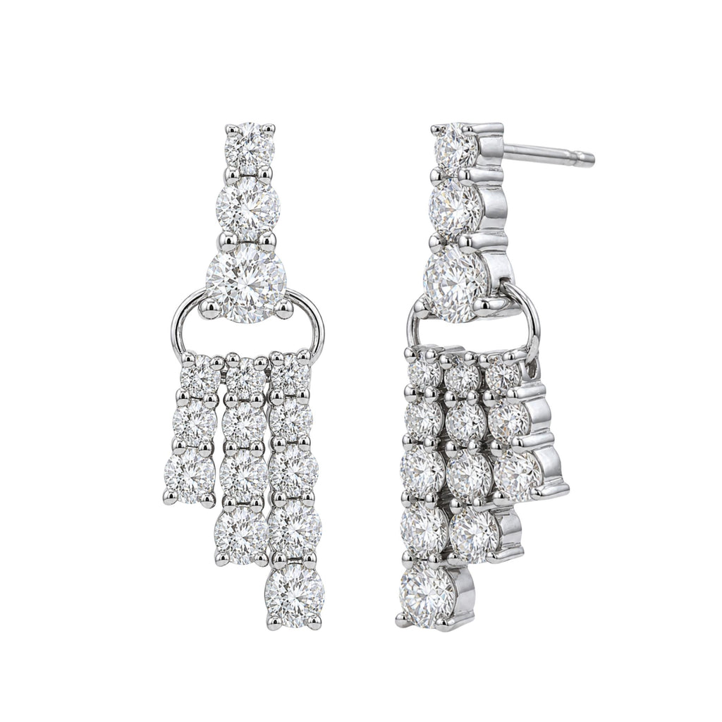 Diamonair Lab Grown Diamond (F/VS+) 2.00 carat Round cut Sterling Silver Drop Earrings - Sterling Silver | Gold over Silver
