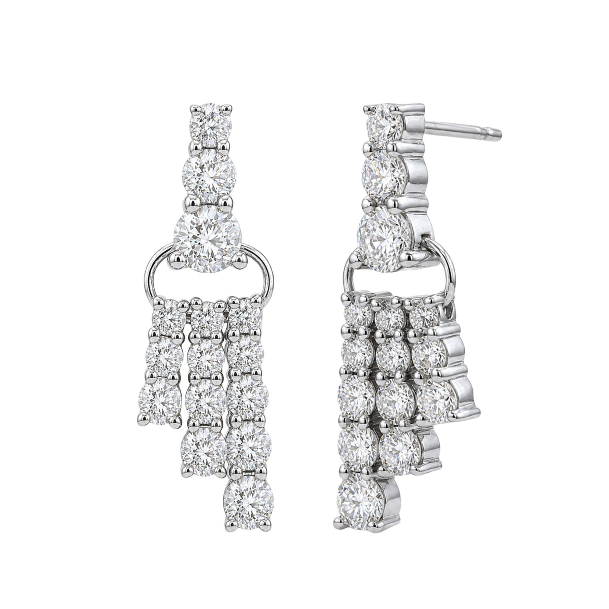 Diamonair Lab Grown Diamond (F/VS+) 2.00 carat Round cut Sterling Silver Drop Earrings - Sterling Silver | Gold over Silver