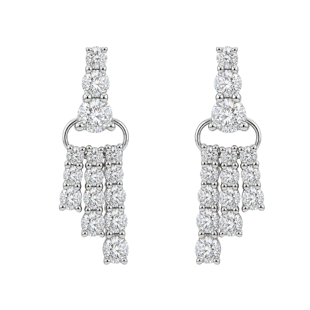 Diamonair Lab Grown Diamond (F/VS+) 2.00 carat Round cut Sterling Silver Drop Earrings - Sterling Silver | Gold over Silver