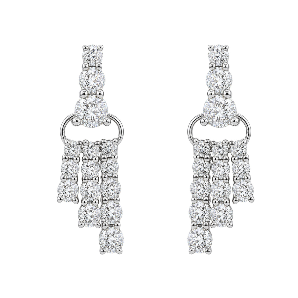 Diamonair Lab Grown Diamond (F/VS+) 2.00 carat Round cut Sterling Silver Drop Earrings - Sterling Silver | Gold over Silver