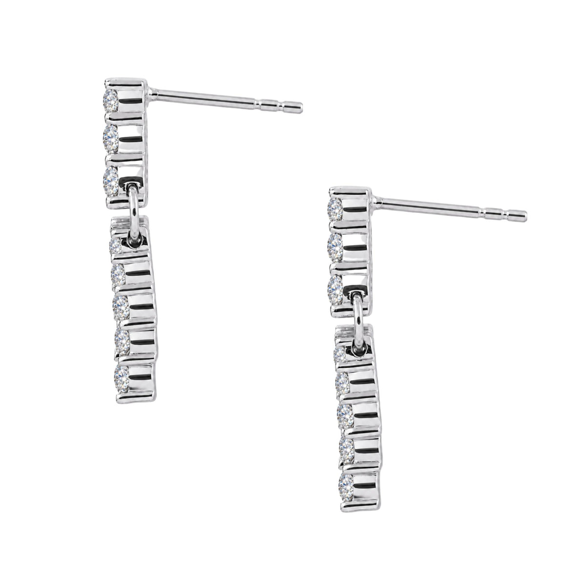 Diamonair Lab Grown Diamond (F/VS+) 2.00 carat Round cut Sterling Silver Drop Earrings - Sterling Silver | Gold over Silver
