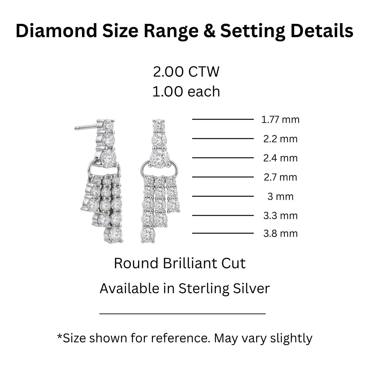 Diamonair Lab Grown Diamond (F/VS+) 2.00 carat Round cut Sterling Silver Drop Earrings - Sterling Silver | Gold over Silver
