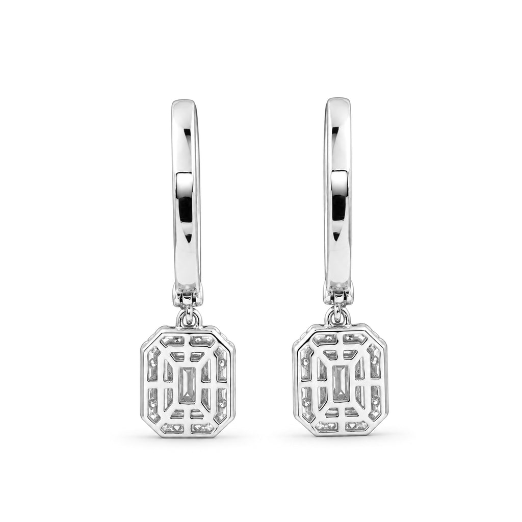 Diamonair Lab Grown Diamond (F/VS+) 3.00 carat Round cut Sterling Silver Dangle Earrings - Sterling Silver | Gold over Silver