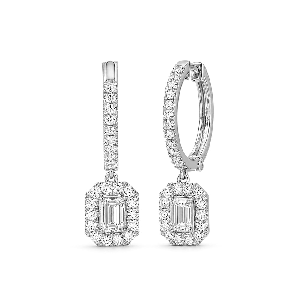 Diamonair Lab Grown Diamond (F/VS+) 3.00 carat Round cut Sterling Silver Dangle Earrings - Sterling Silver | Gold over Silver