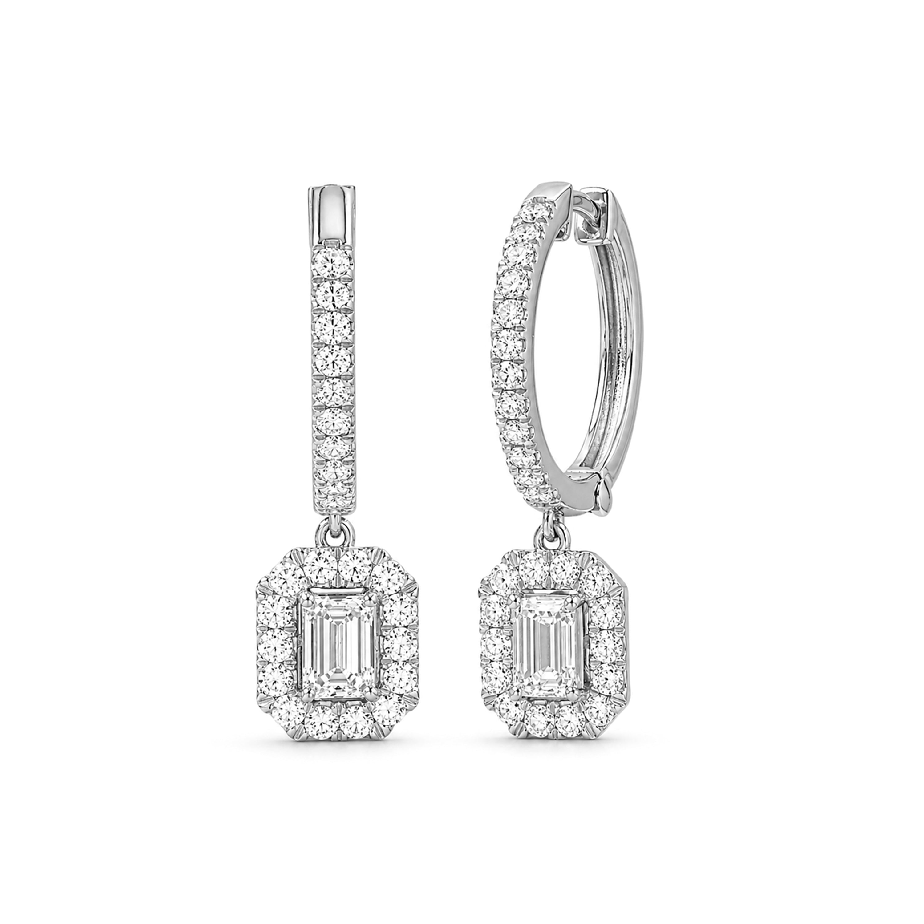Diamonair Lab Grown Diamond (F/VS+) 3.00 carat Round cut Sterling Silver Dangle Earrings - Sterling Silver | Gold over Silver