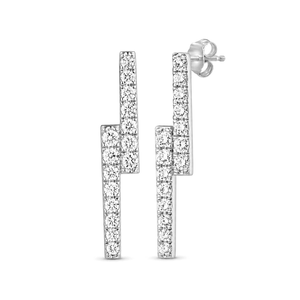 Diamonair Lab-Grown Diamond Earrings for Women | Sterling Silver | Emerald Cut | Prong, Push Back | F Color, VS+ Clarity | 2.00 Total Carat Weight | Anniversary, Wedding, Birthday Gift