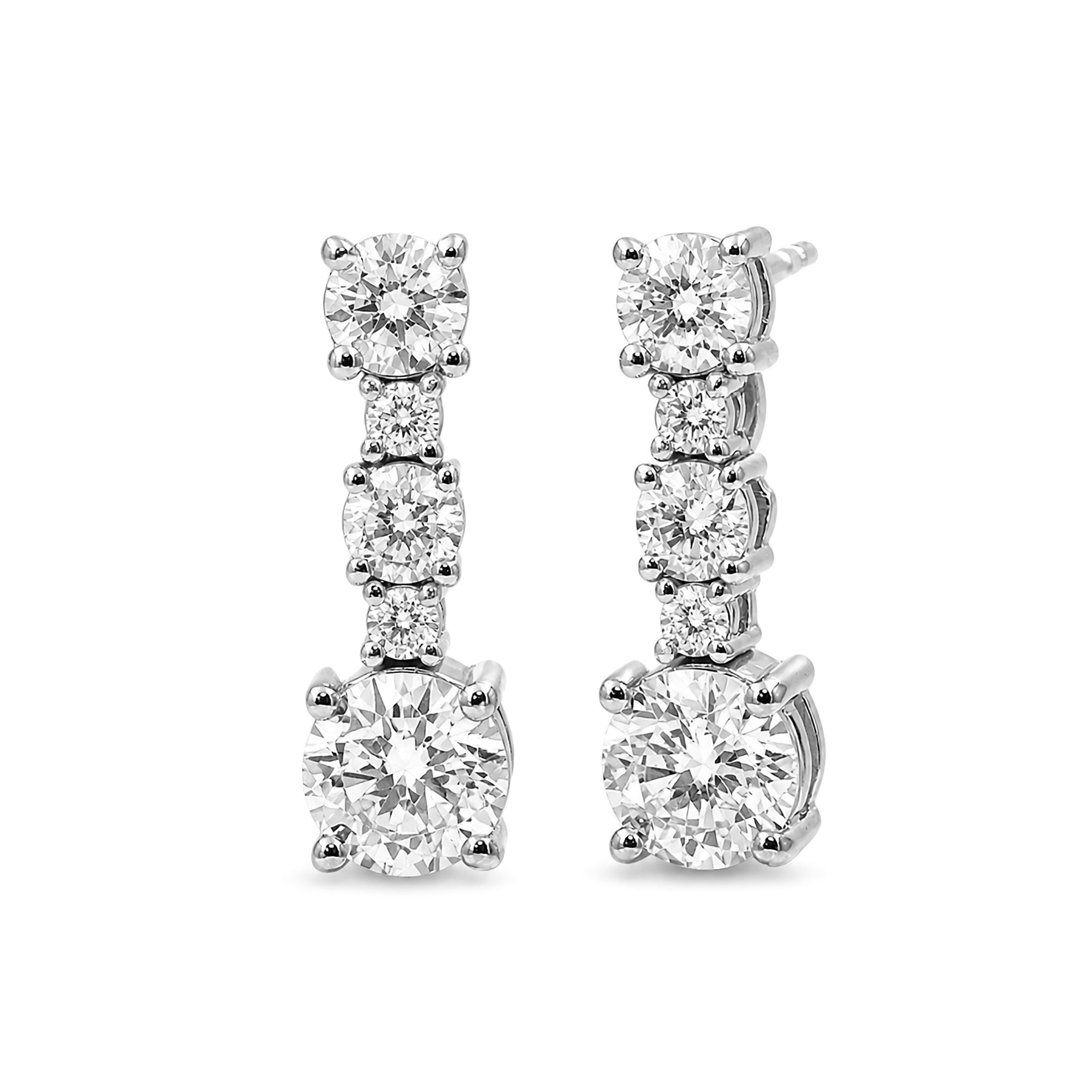 Diamonair Lab Grown Diamond (F/VS+) 2.00 carat Round cut Sterling Silver Drop Earrings - Sterling Silver | Gold over Silver