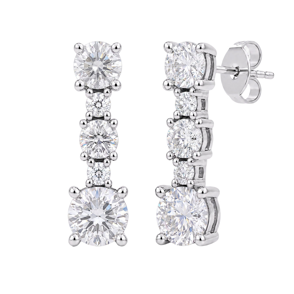 Diamonair Lab Grown Diamond (F/VS+) 2.00 carat Round cut Sterling Silver Drop Earrings - Sterling Silver | Gold over Silver