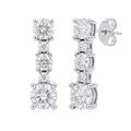 Diamonair Lab Grown Diamond (F/VS+) 2.00 carat Round cut Sterling Silver Drop Earrings - Sterling Silver | Gold over Silver