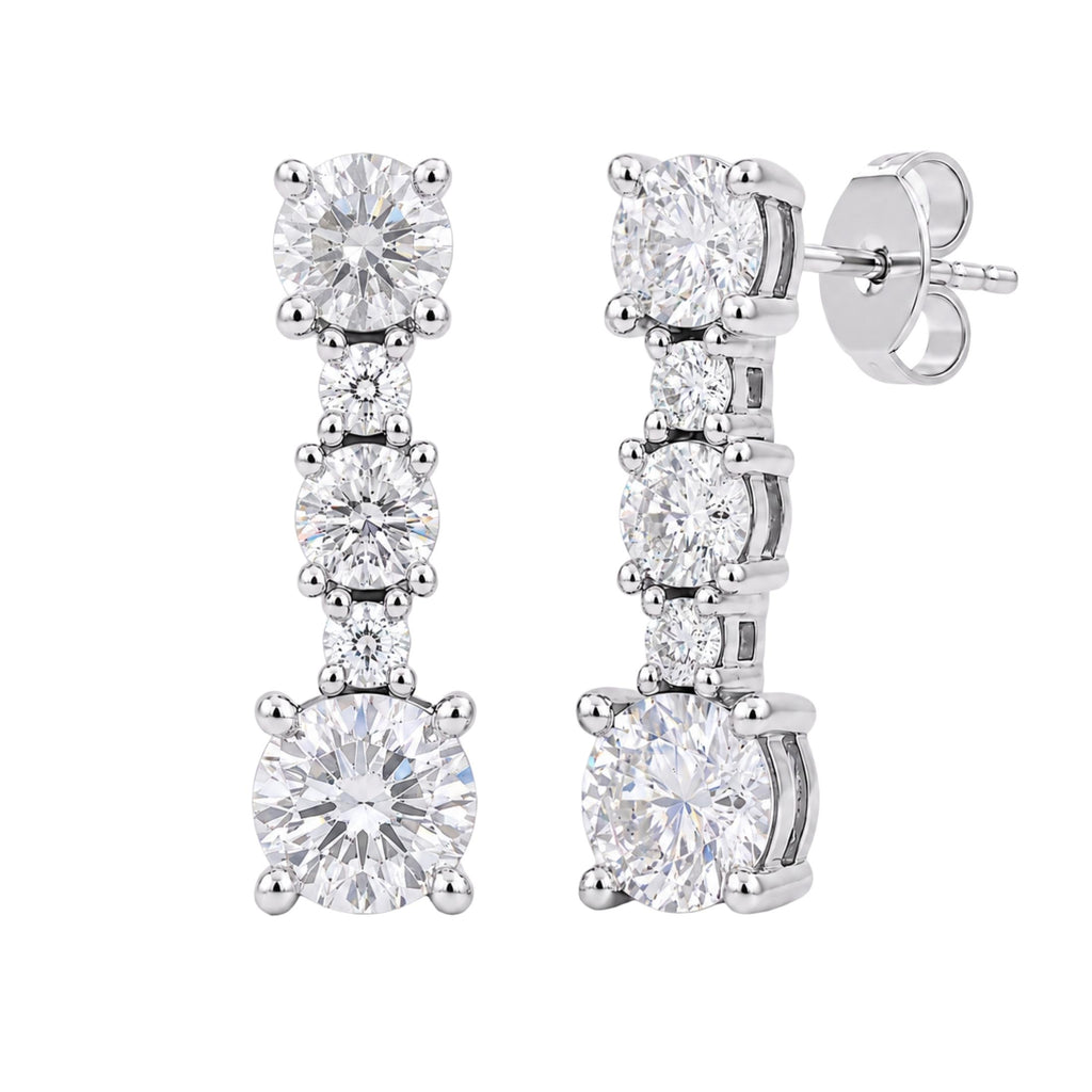 Diamonair Lab Grown Diamond (F/VS+) 2.00 carat Round cut Sterling Silver Drop Earrings - Sterling Silver | Gold over Silver