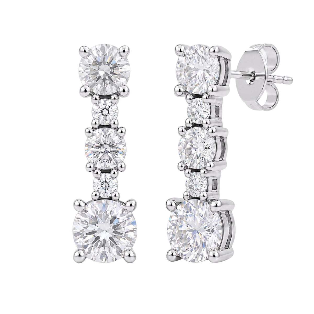 Diamonair Lab Grown Diamond (F/VS+) 2.00 carat Round cut Sterling Silver Drop Earrings - Sterling Silver | Gold over Silver