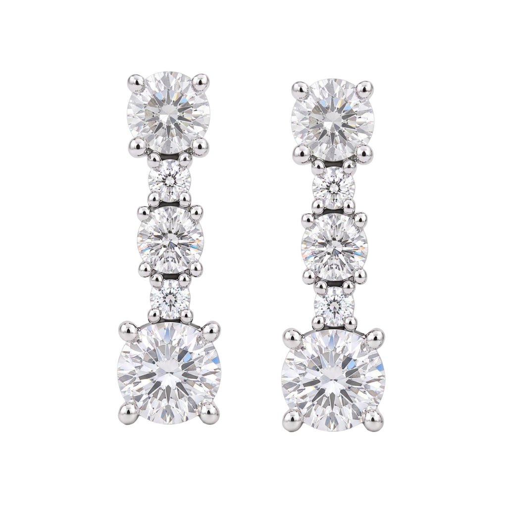 Diamonair Lab Grown Diamond (F/VS+) 2.00 carat Round cut Sterling Silver Drop Earrings - Sterling Silver | Gold over Silver