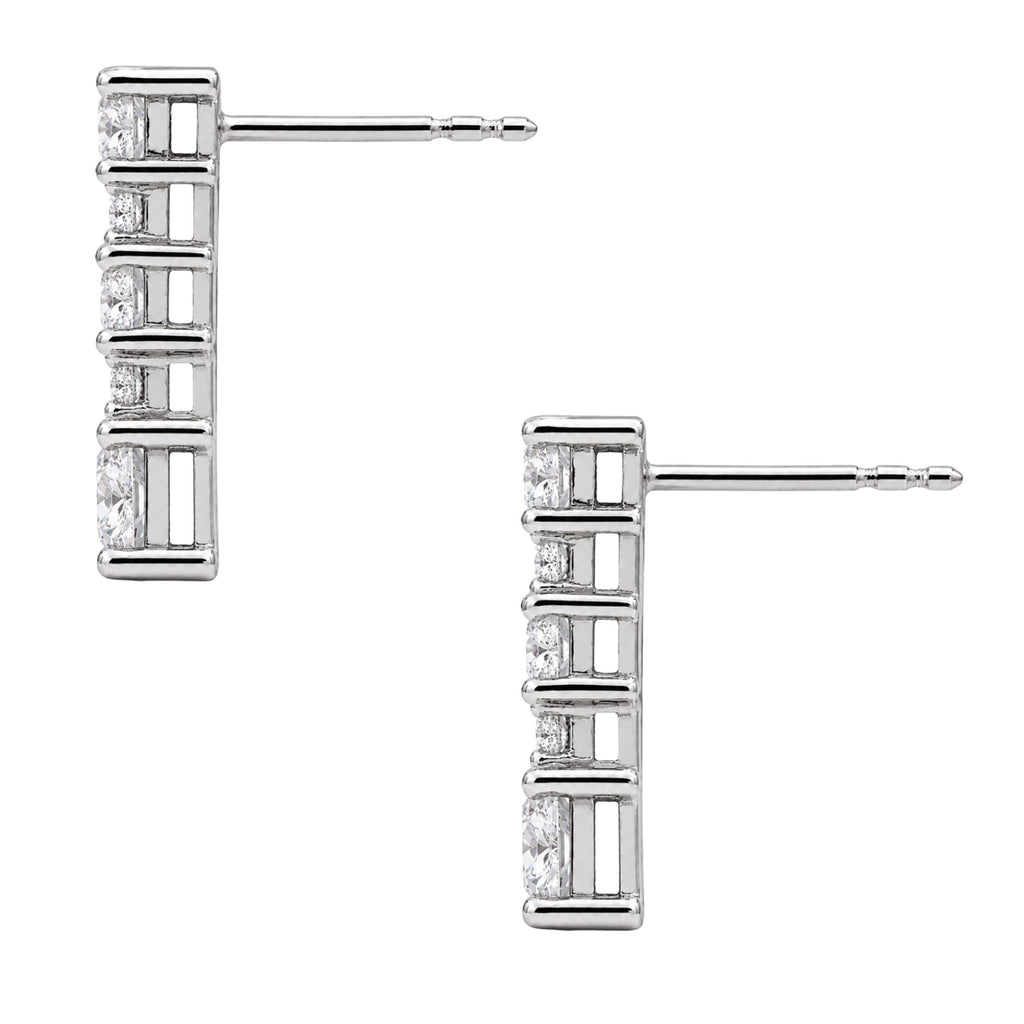Diamonair Lab Grown Diamond (F/VS+) 2.00 carat Round cut Sterling Silver Drop Earrings - Sterling Silver | Gold over Silver
