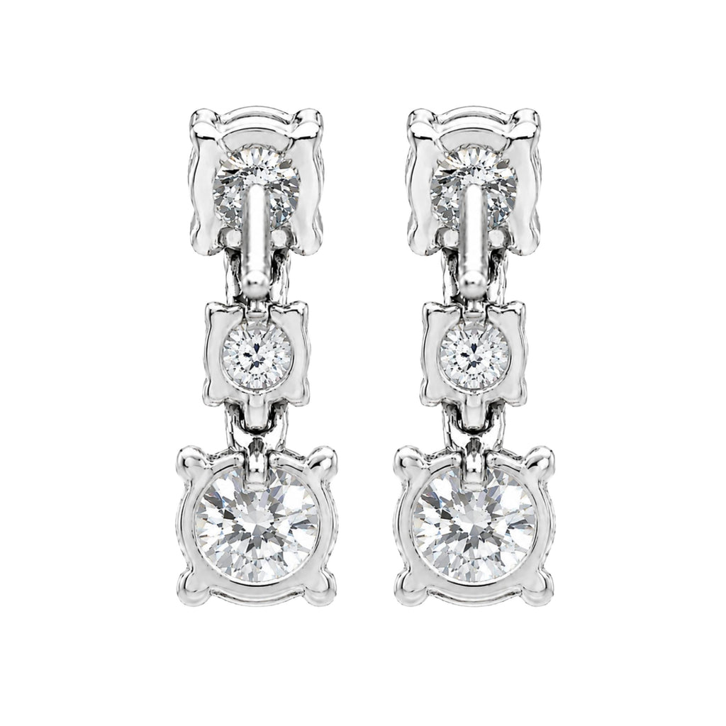 Diamonair Lab Grown Diamond (F/VS+) 2.00 carat Round cut Sterling Silver Drop Earrings - Sterling Silver | Gold over Silver