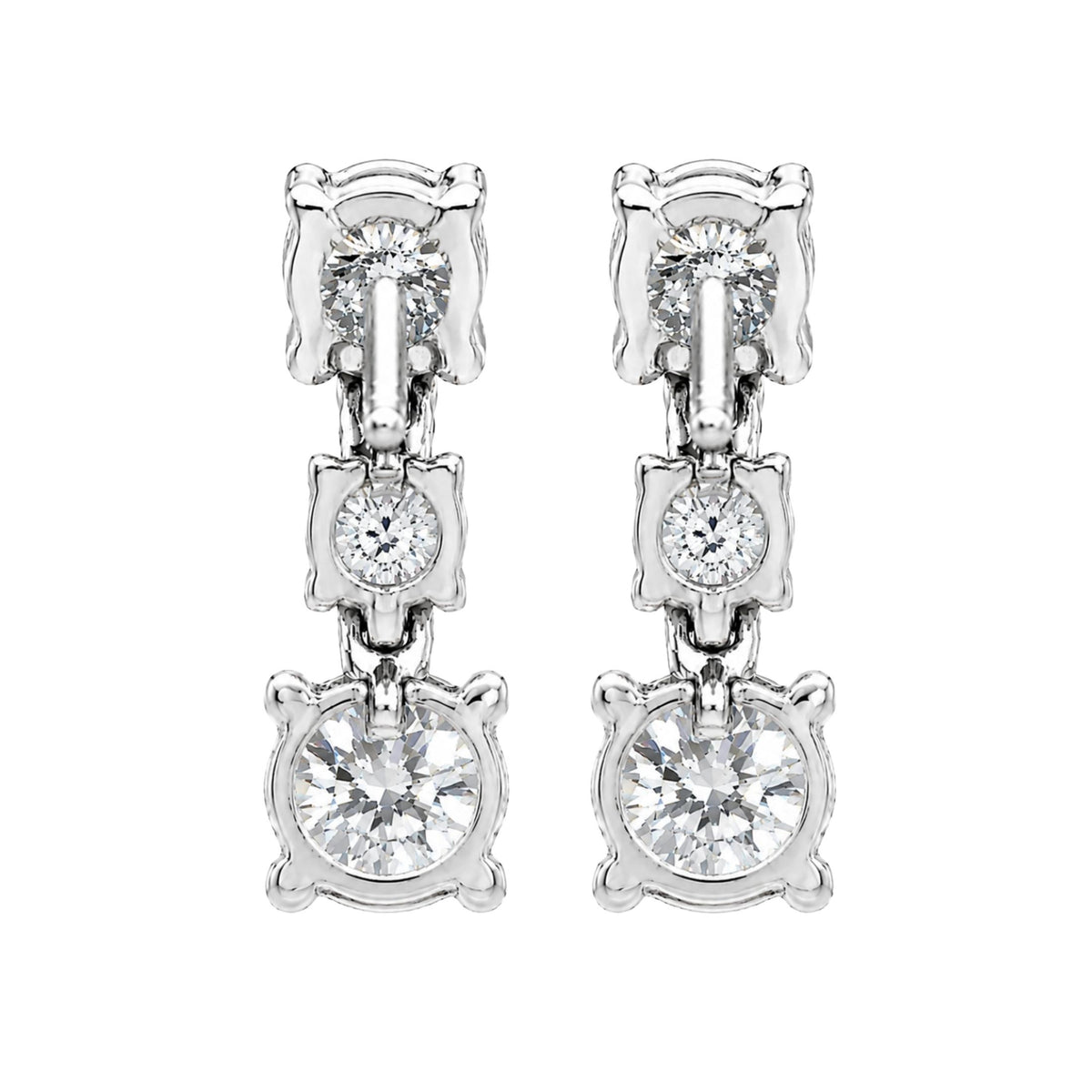 Diamonair Lab Grown Diamond (F/VS+) 2.00 carat Round cut Sterling Silver Drop Earrings - Sterling Silver | Gold over Silver