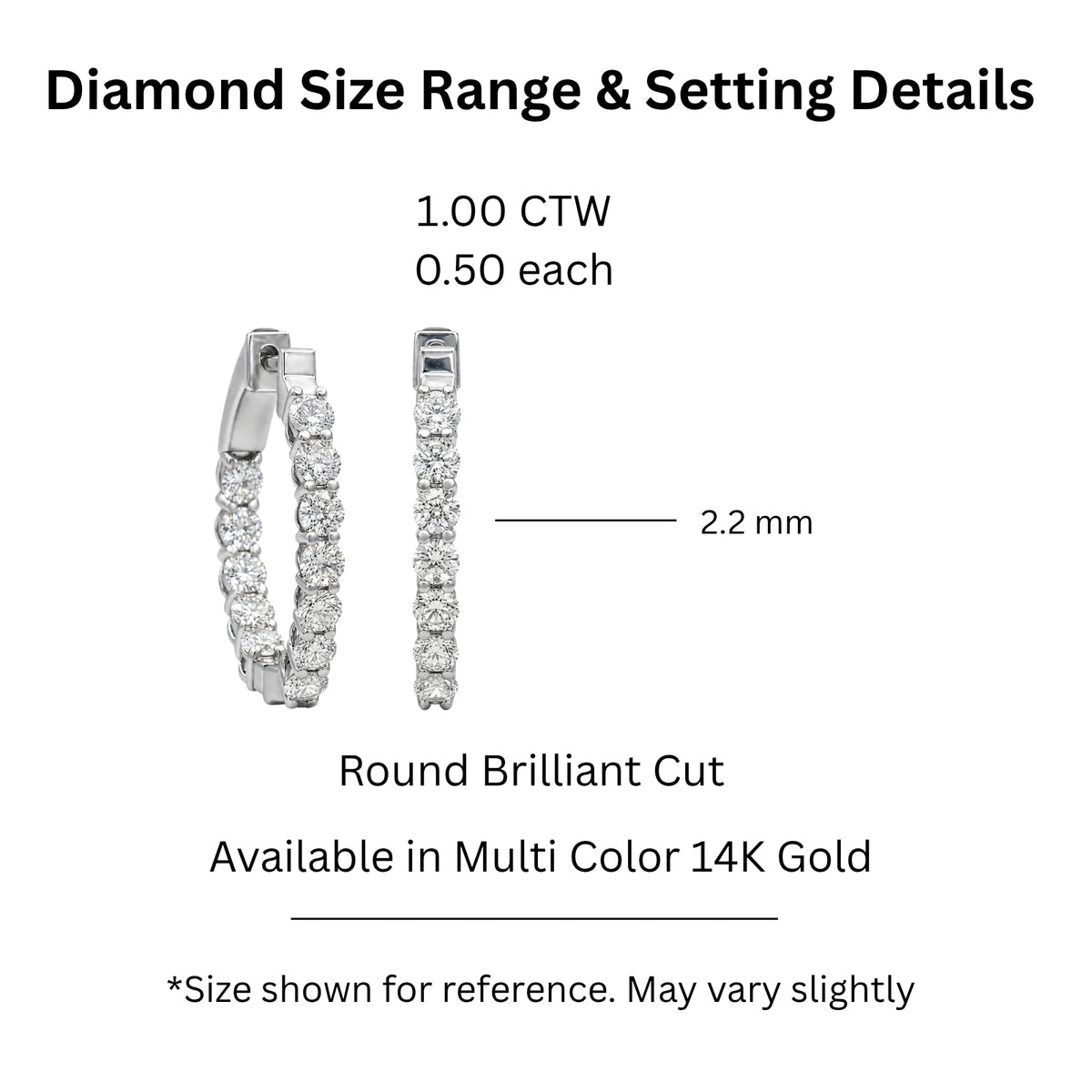 1.00 - 3.00 Carat T.W. Round-cut Lab Grown Diamond (F/VS+) 14K Gold Hoop Earrings