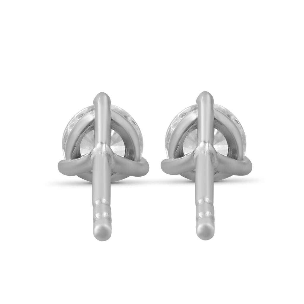 Diamonair Lab Grown Diamond (F/VS+) 1/3 carat Round cut Sterling Silver Stud Earrings - Sterling Silver | Gold over Silver