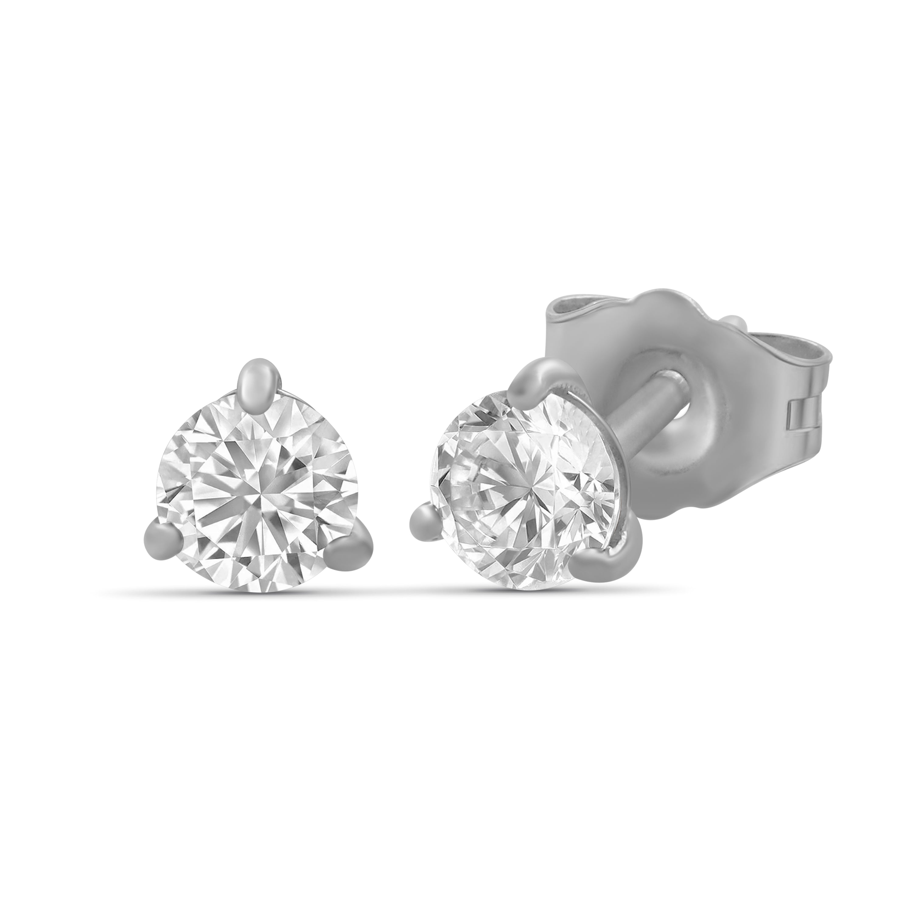 Diamonair Lab Grown Diamond (F/VS+) 1/3 carat Round cut Sterling Silver Stud Earrings - Sterling Silver | Gold over Silver