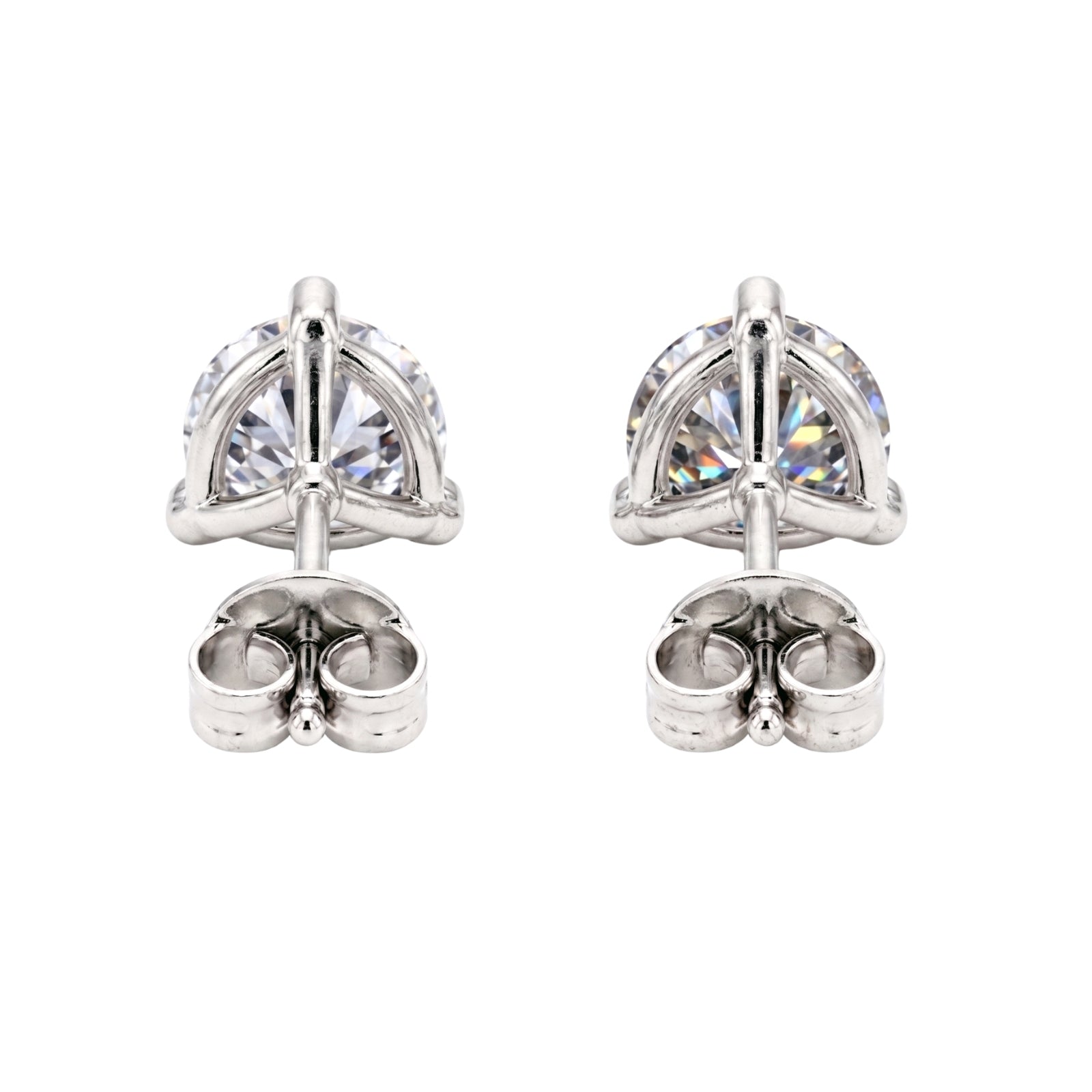 Diamonair Lab Grown Diamond (F/VS+) 1/3 carat Round cut Sterling Silver Stud Earrings - Sterling Silver | Gold over Silver