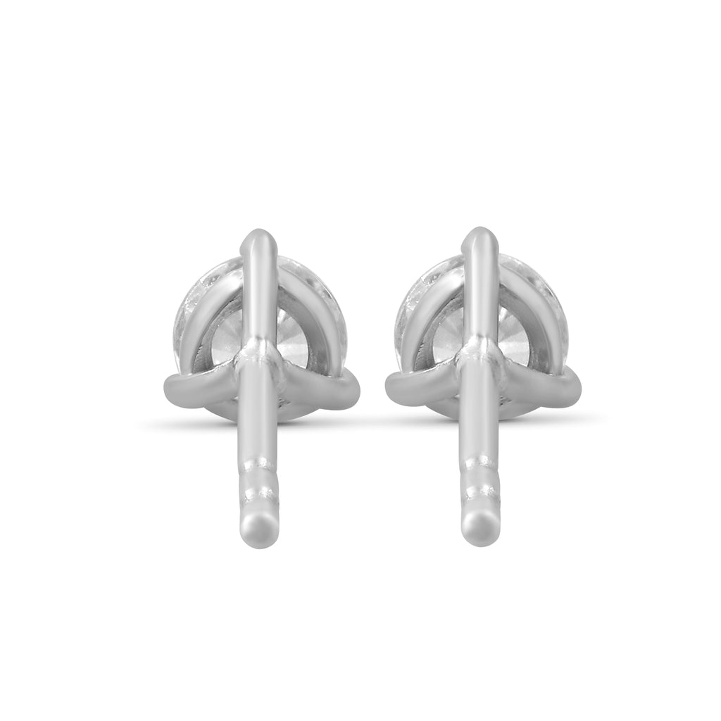 Diamonair Lab Grown Diamond (F/VS+) 3/8 carat Round cut Sterling Silver Stud Earrings - Sterling Silver | Gold over Silver