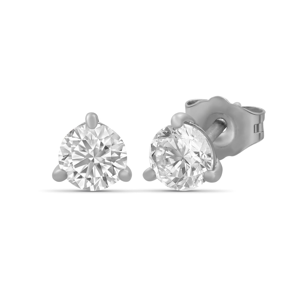 Diamonair Lab Grown Diamond (F/VS+) 3/8 carat Round cut Sterling Silver Stud Earrings - Sterling Silver | Gold over Silver