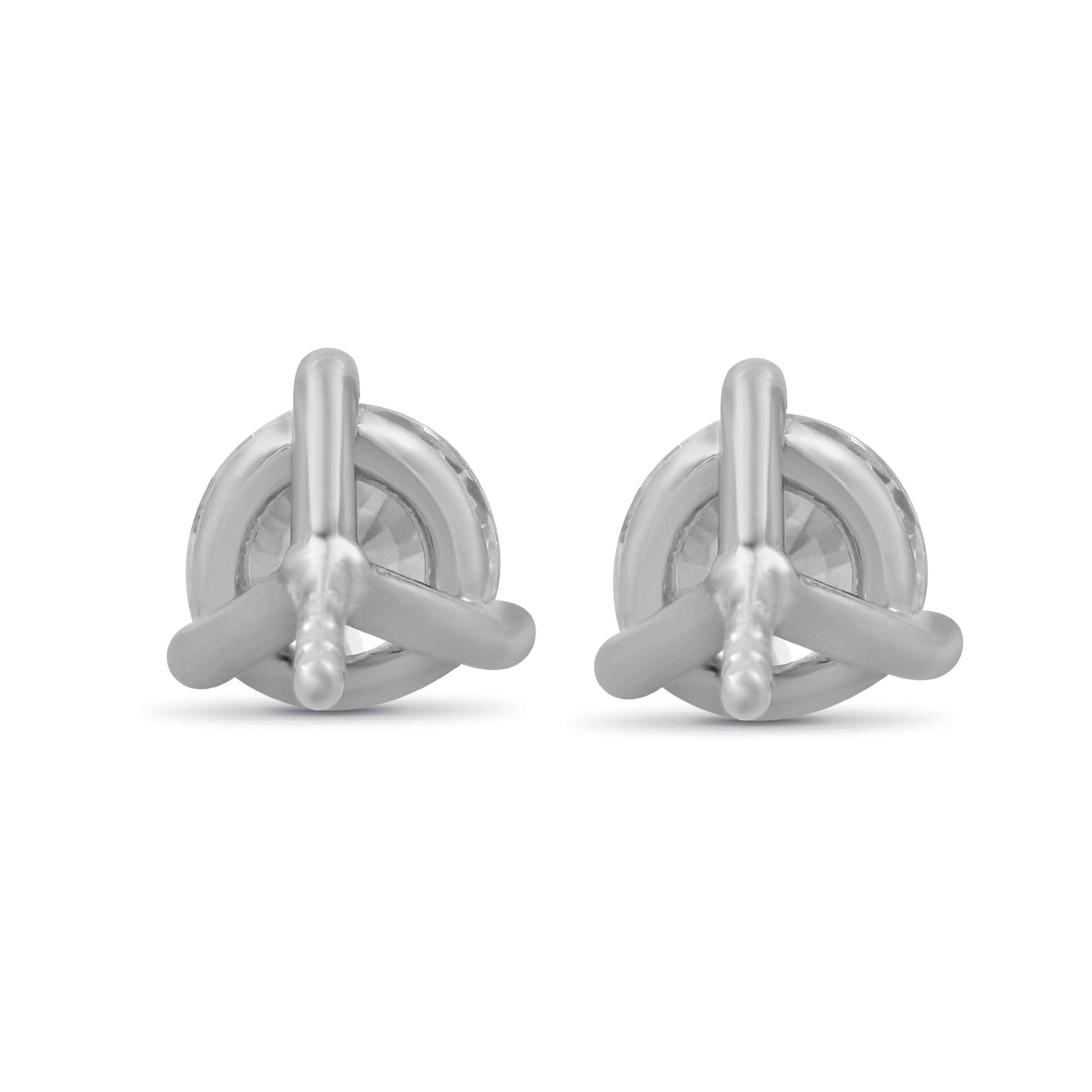 Diamonair Lab Grown Diamond (F/VS+) 3/4 carat Round cut Sterling Silver Stud Earrings - Sterling Silver | Gold over Silver