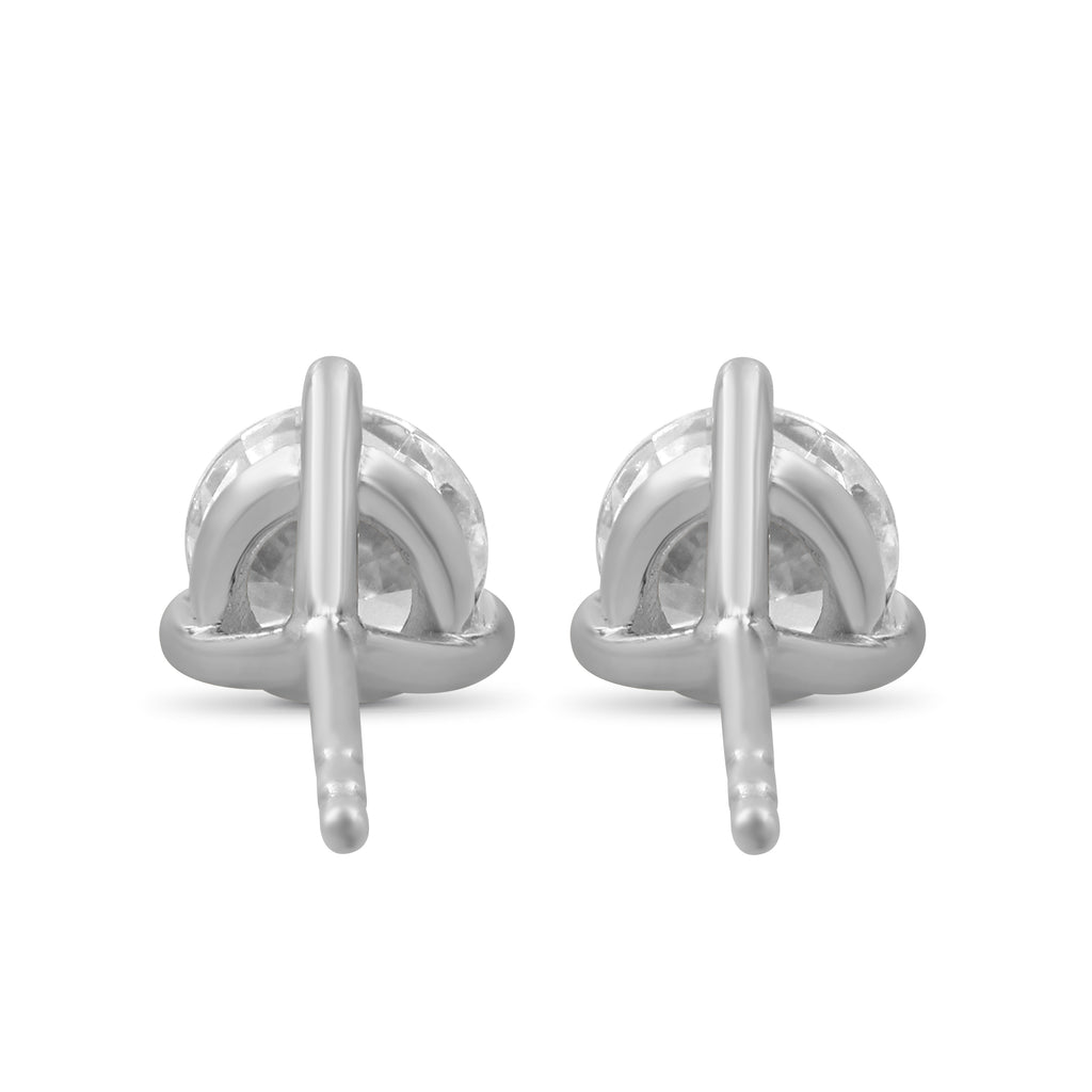 Diamonair Lab Grown Diamond (F/VS+) 2.00 carat Round cut Sterling Silver Stud Earrings - Sterling Silver | Gold over Silver