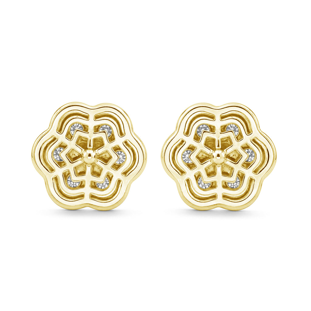 Diamonair Lab Grown Diamond (F/VS+) 3.00 carat Round cut Sterling Silver Cluster Earrings - Sterling Silver | Gold over Silver