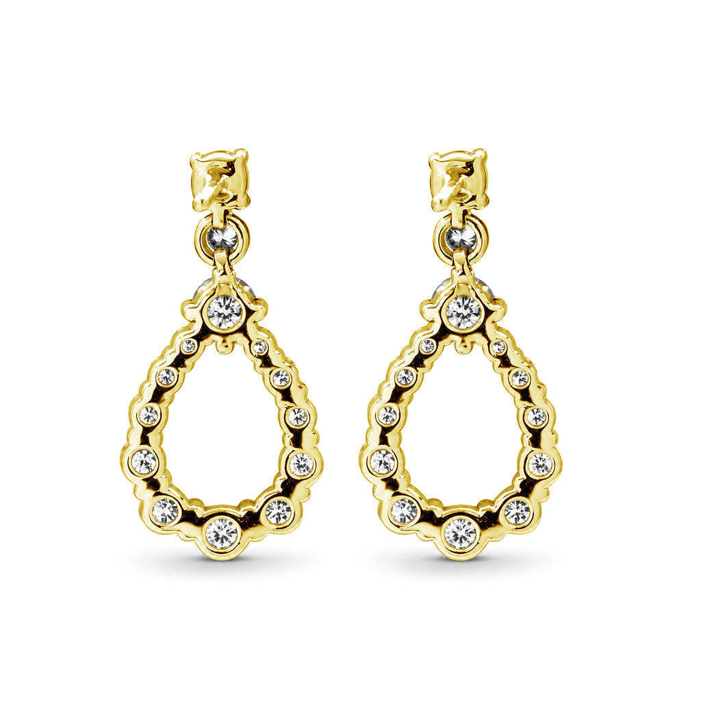 Diamonair Lab Grown Diamond (F/VS+) 2.00 carat Round cut Sterling Silver Dangle Earrings - Sterling Silver | Gold over Silver