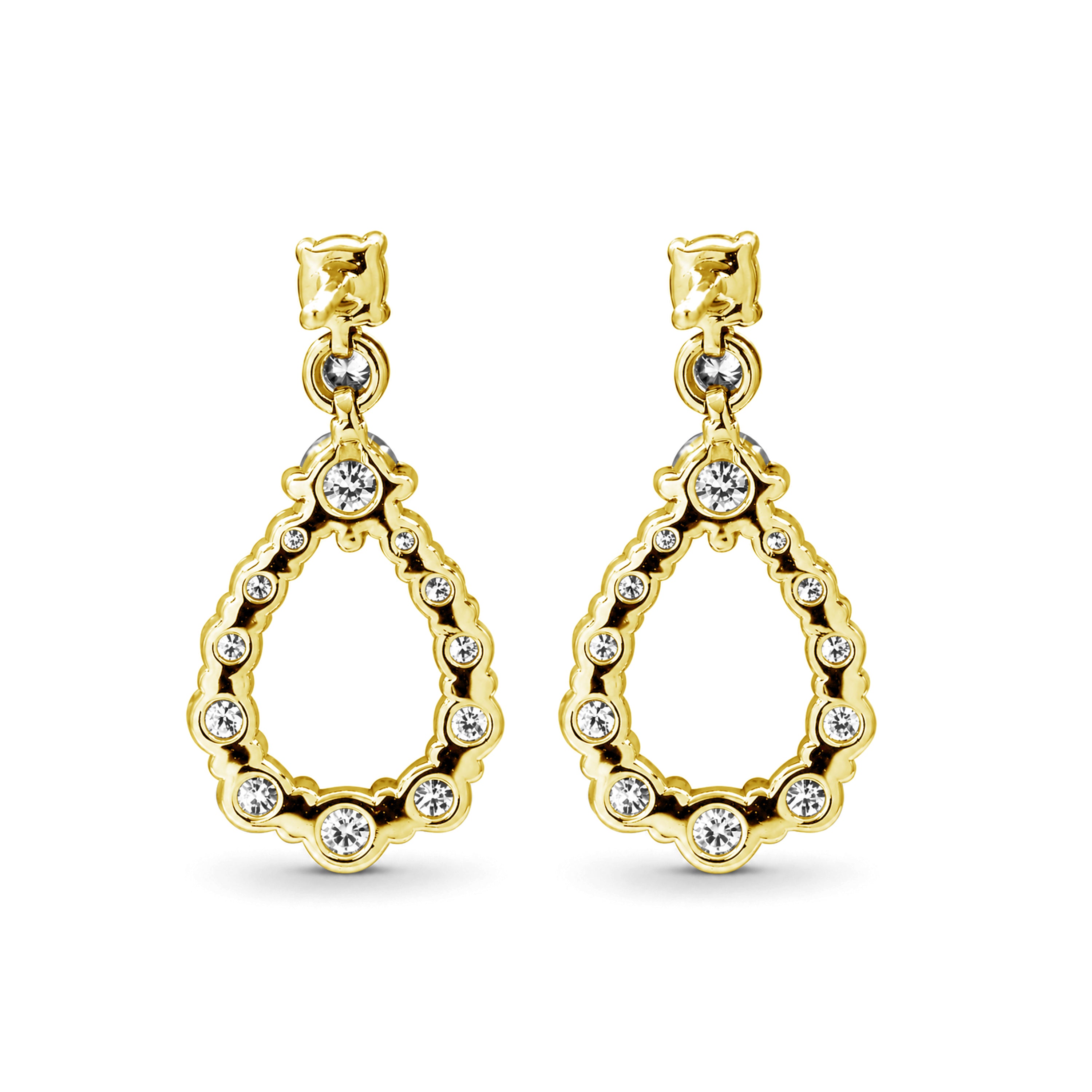Diamonair Lab Grown Diamond (F/VS+) 2.00 carat Round cut Sterling Silver Dangle Earrings - Sterling Silver | Gold over Silver
