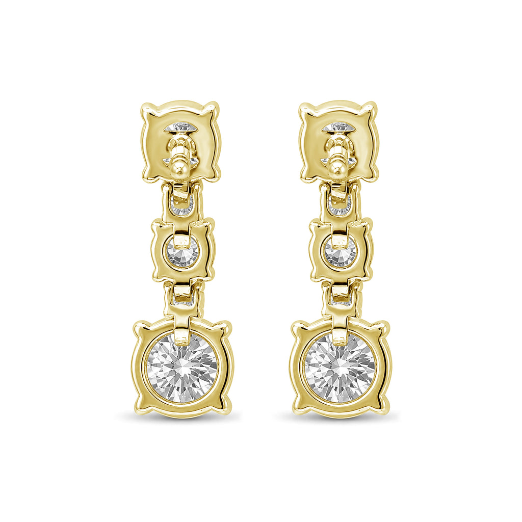 Diamonair Lab Grown Diamond (F/VS+) 2.00 carat Round cut Sterling Silver Drop Earrings - Sterling Silver | Gold over Silver