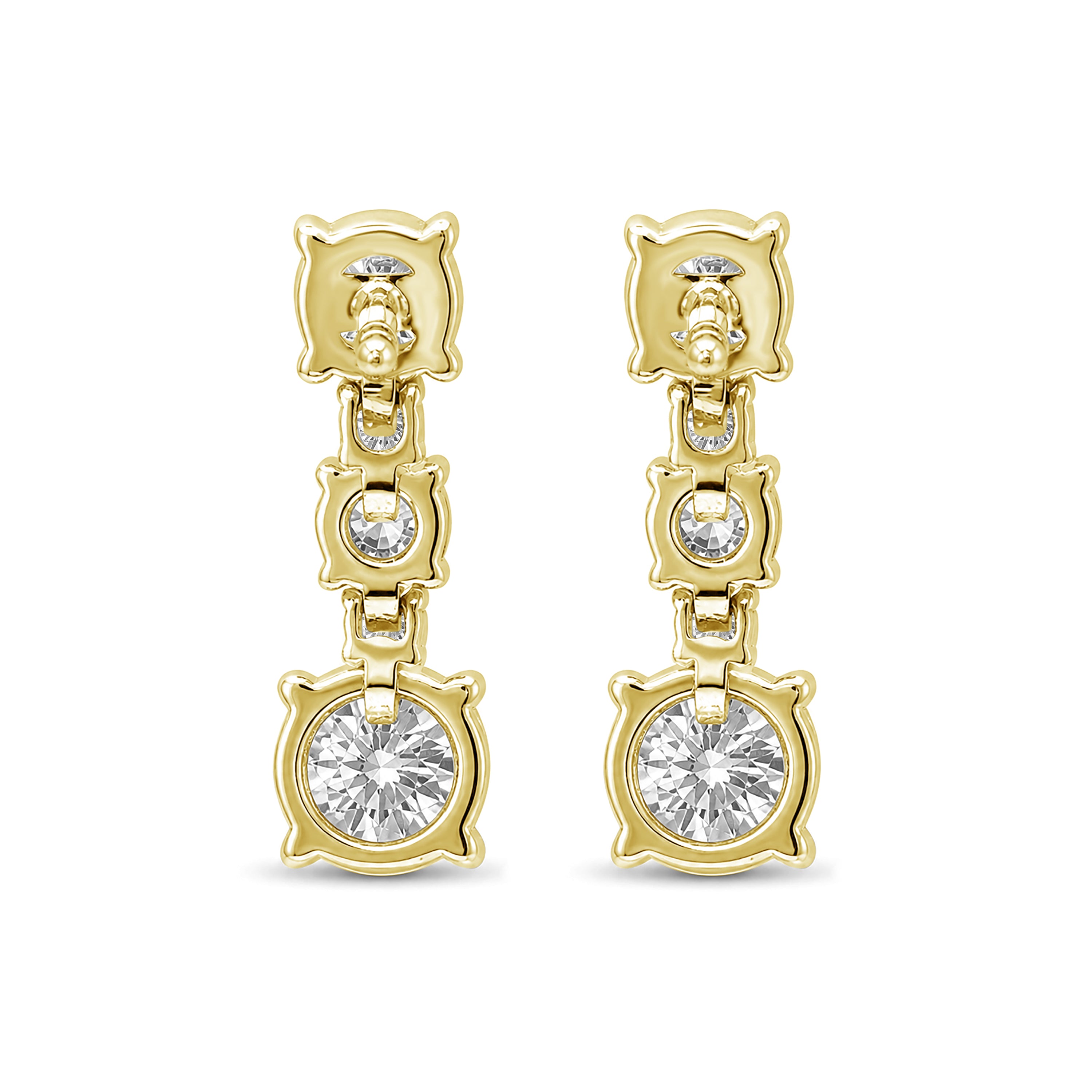 Diamonair Lab Grown Diamond (F/VS+) 2.00 carat Round cut Sterling Silver Drop Earrings - Sterling Silver | Gold over Silver
