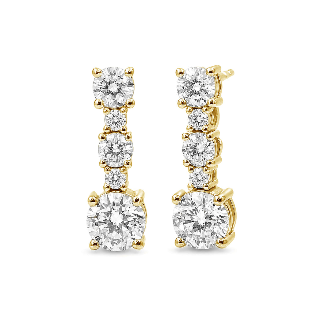 Diamonair Lab Grown Diamond (F/VS+) 2.00 carat Round cut Sterling Silver Drop Earrings - Sterling Silver | Gold over Silver
