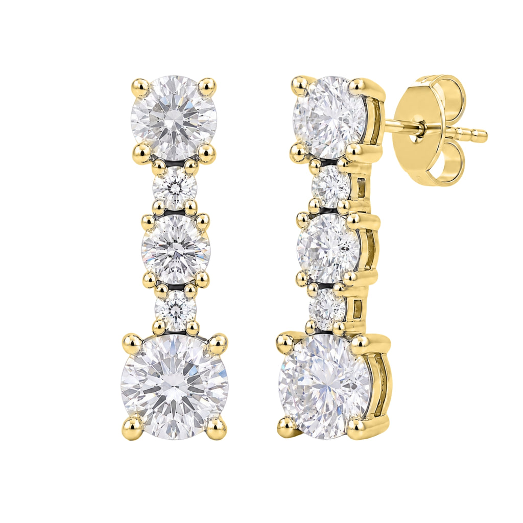 Diamonair Lab Grown Diamond (F/VS+) 2.00 carat Round cut Sterling Silver Drop Earrings - Sterling Silver | Gold over Silver