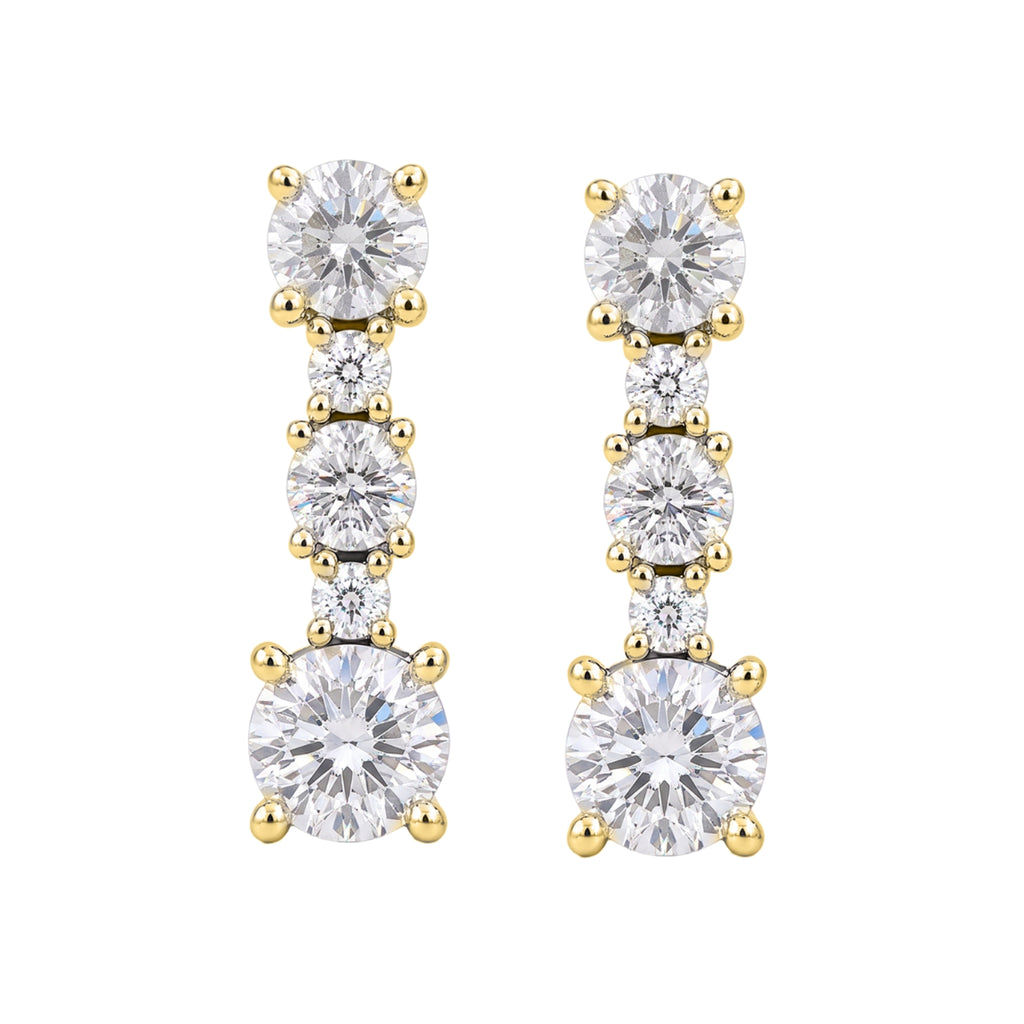 Diamonair Lab Grown Diamond (F/VS+) 2.00 carat Round cut Sterling Silver Drop Earrings - Sterling Silver | Gold over Silver