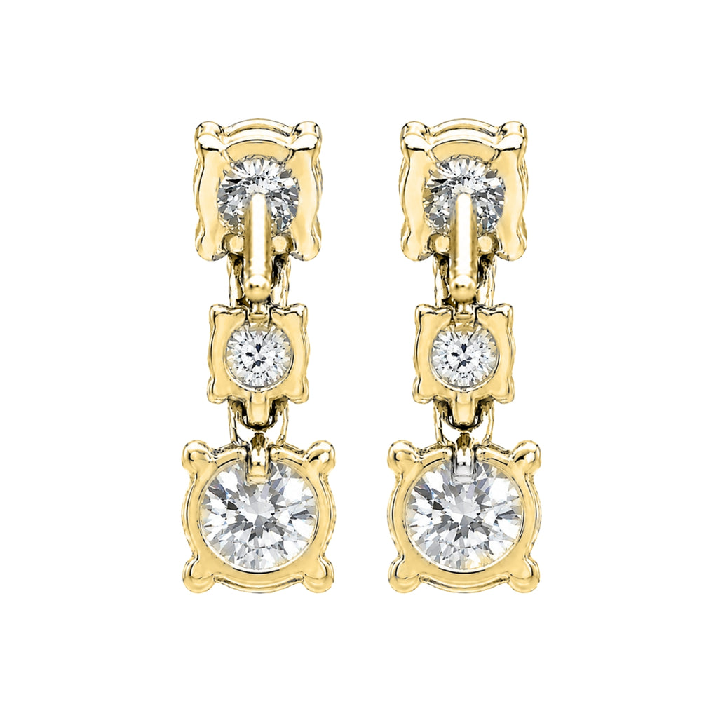 Diamonair Lab Grown Diamond (F/VS+) 2.00 carat Round cut Sterling Silver Drop Earrings - Sterling Silver | Gold over Silver