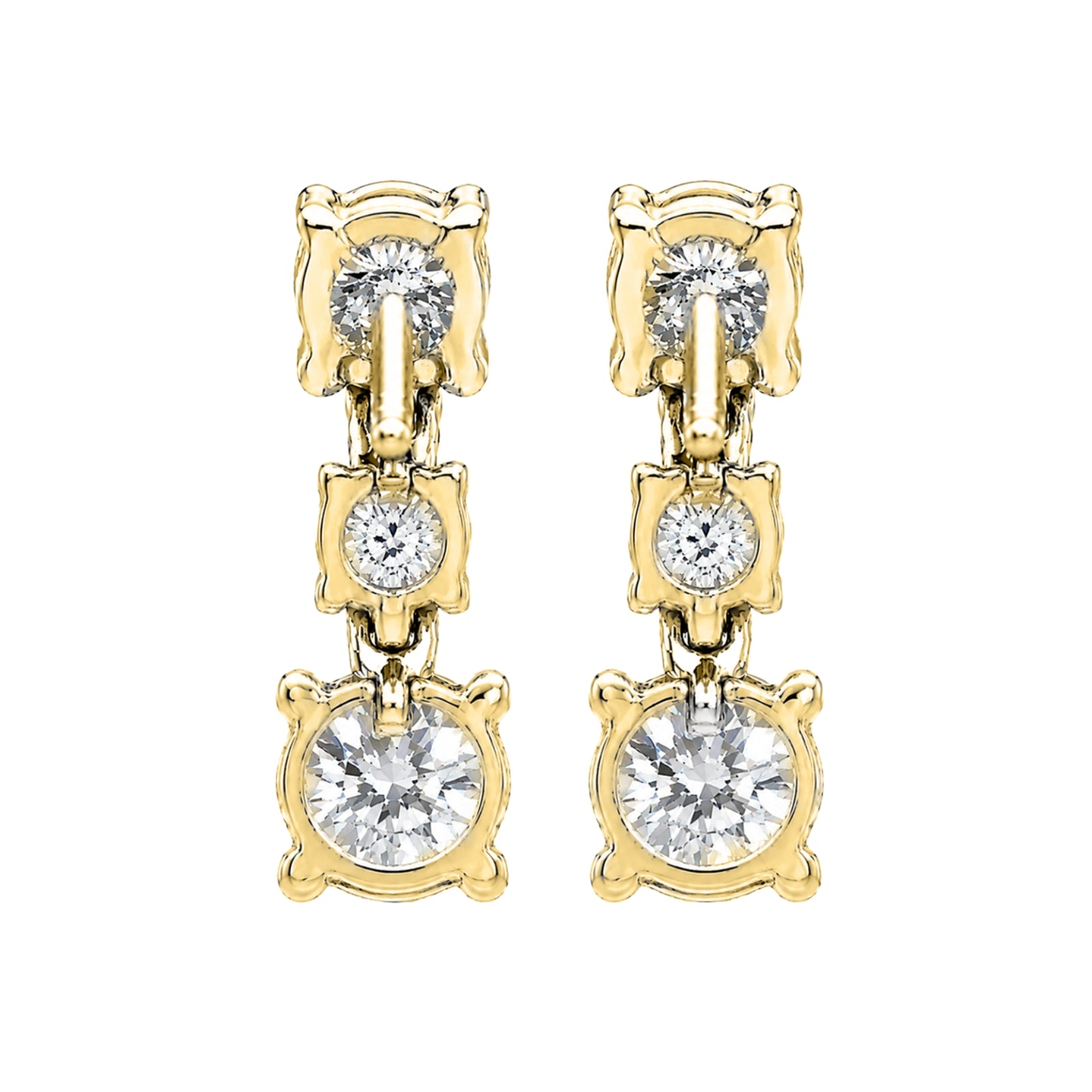Diamonair Lab Grown Diamond (F/VS+) 2.00 carat Round cut Sterling Silver Drop Earrings - Sterling Silver | Gold over Silver