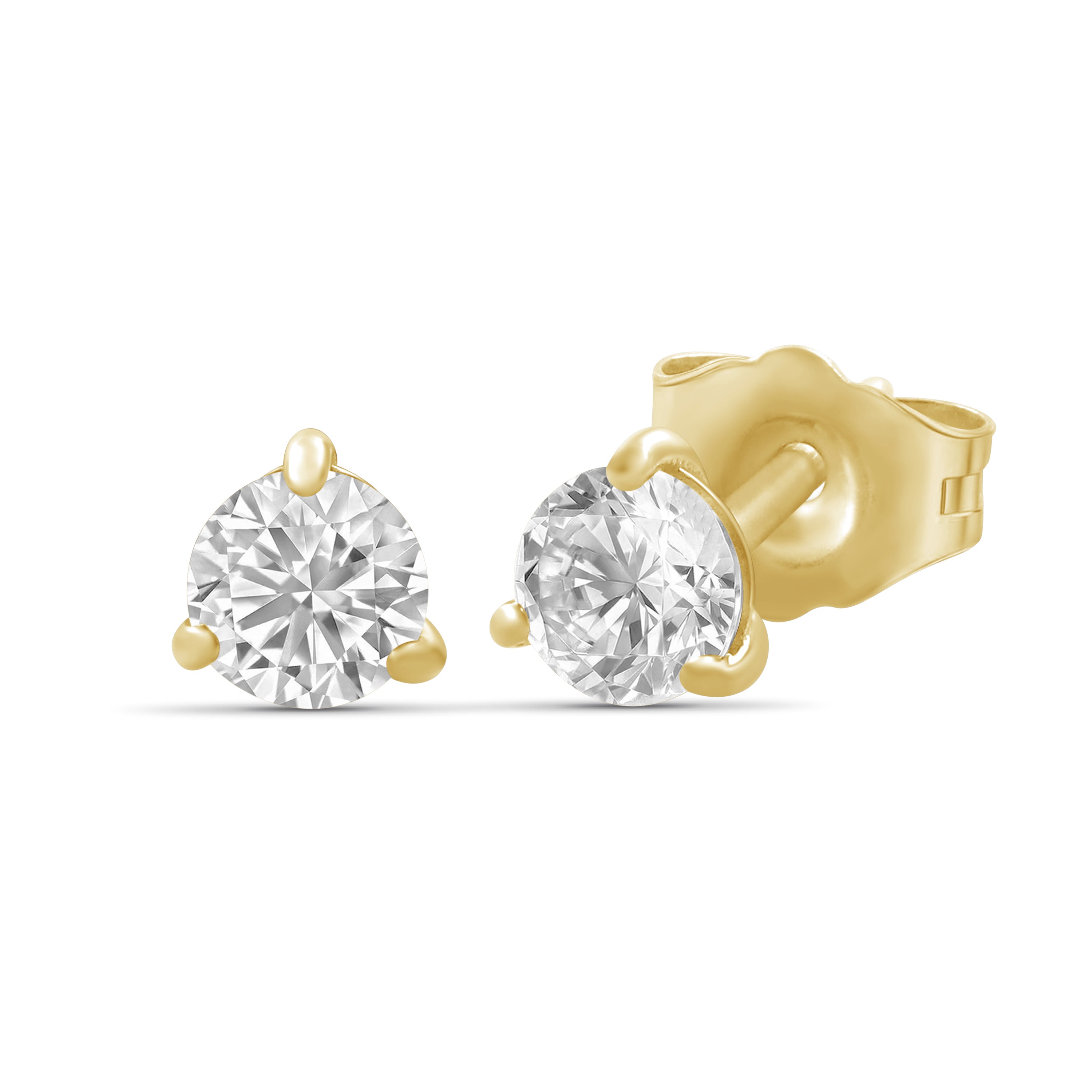 Diamonair Lab Grown Diamond (F/VS+) 1/3 carat Round cut Gold over Silver Stud Earrings