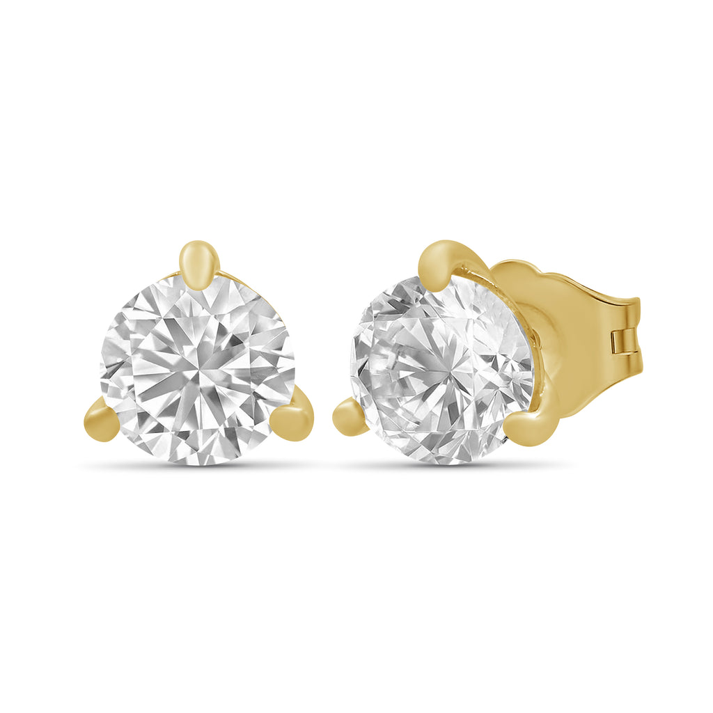 Diamonair Lab Grown Diamond (F/VS+) 1/2 carat Round cut Gold over Silver Stud Earrings