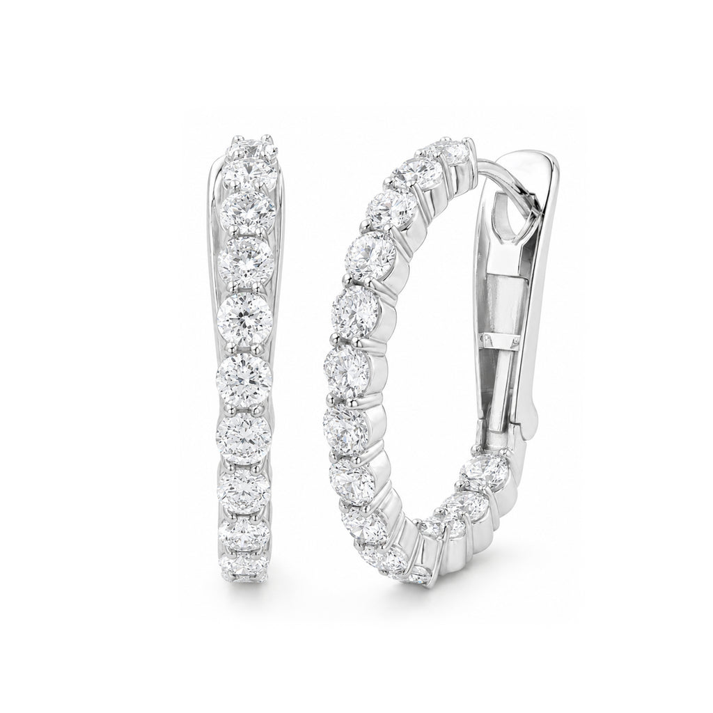 Diamonair Lab Grown Diamond (F/VS+) 1.00 carat Round cut Sterling Silver Hoop Earrings - Sterling Silver